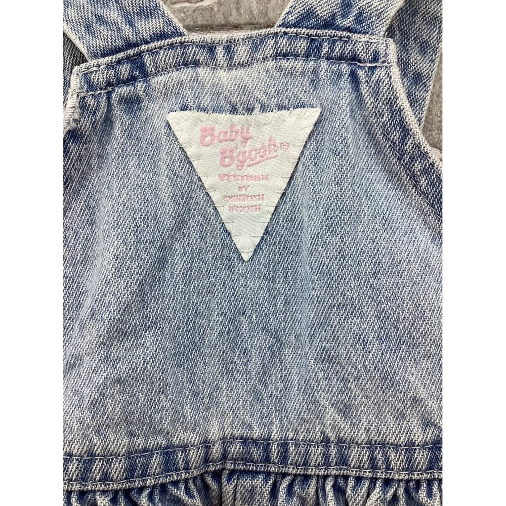 Vintage Baby OshKosh Bgosh Denim Overalls Light Wash Pink Label USA Made 12M